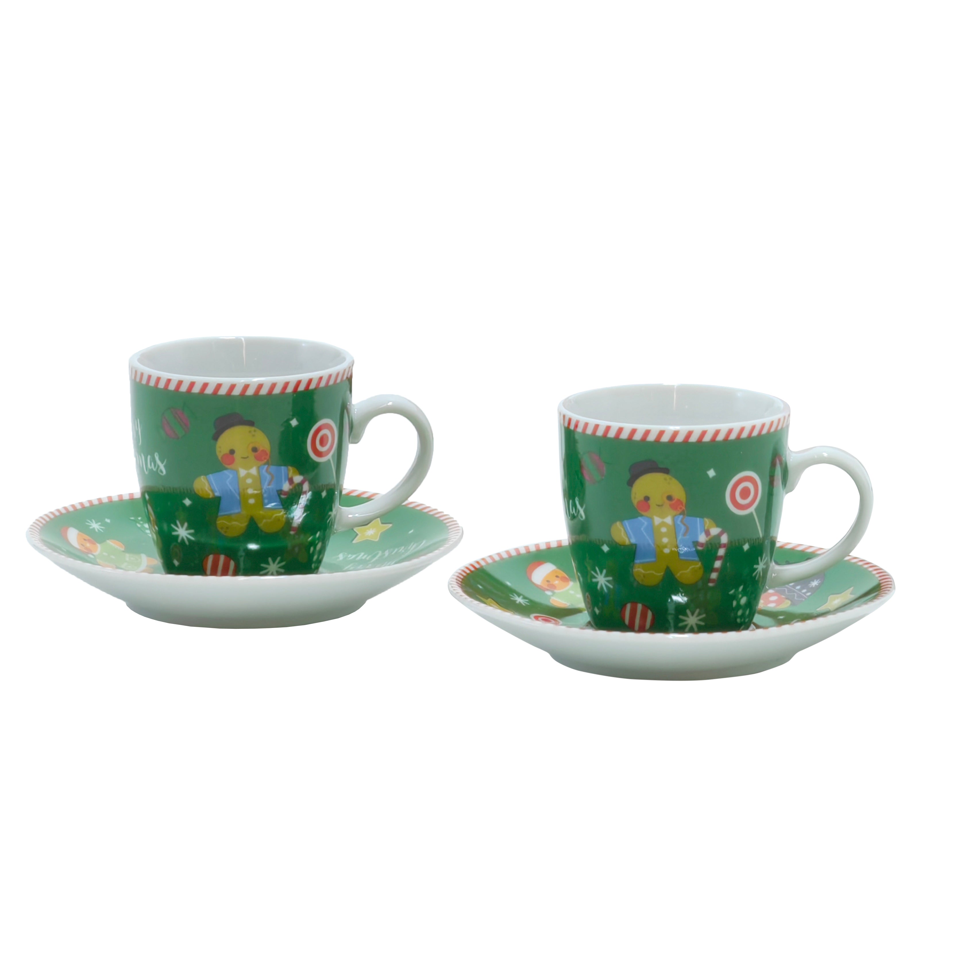 VESTIAMO CASA GRAN NATALE - Set 2 Tazzine da caffè Natalizie 8 cl Linea Pan di Zenzero